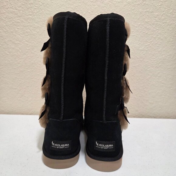 Ugg Boots Black Size 9 Women's Mid-Calf Bailey Bow II By Koolaburra Pom Poms - Picture 4 of 12